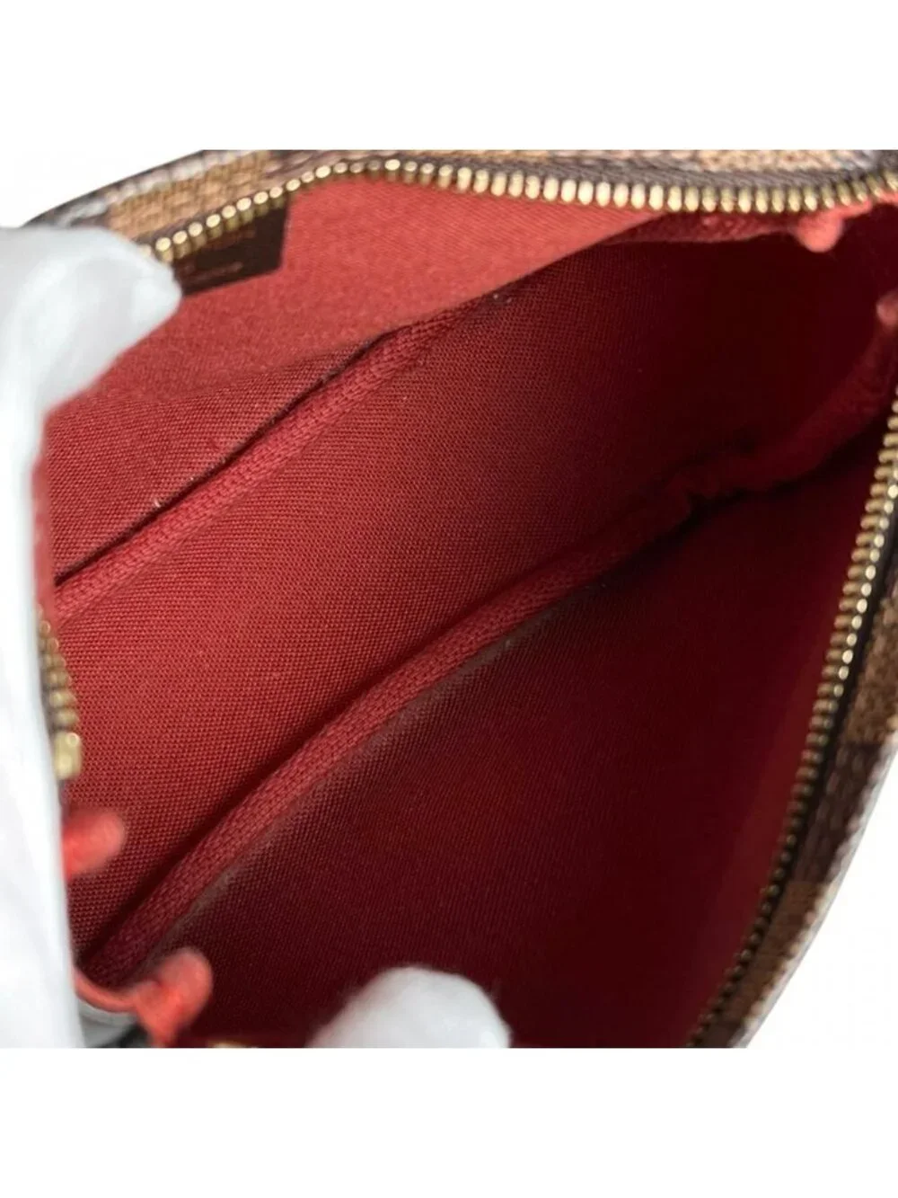 Louis Vuitton Handbag Trousse Makeup Pouch Damier Canvas Brown Gold